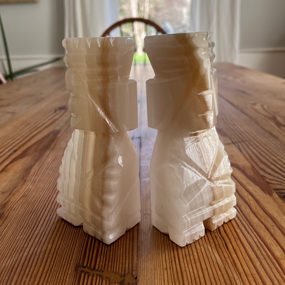 Carved Stone Bookends